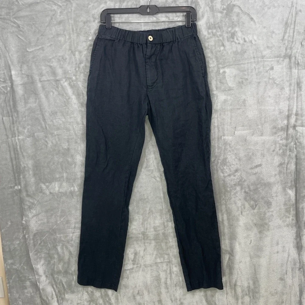 Quince 100% European Linen Pants Women's Size Small Black Drawstring Pockets
